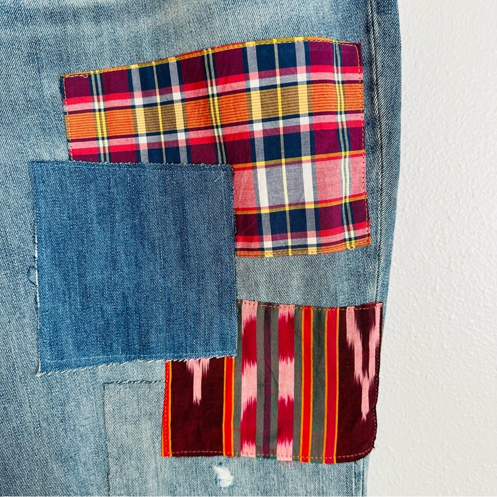 New Ralph Lauren Plus Size Patchwork Boho Relaxed Tapered Jeans in Skye Wash - Picture 11 of 12